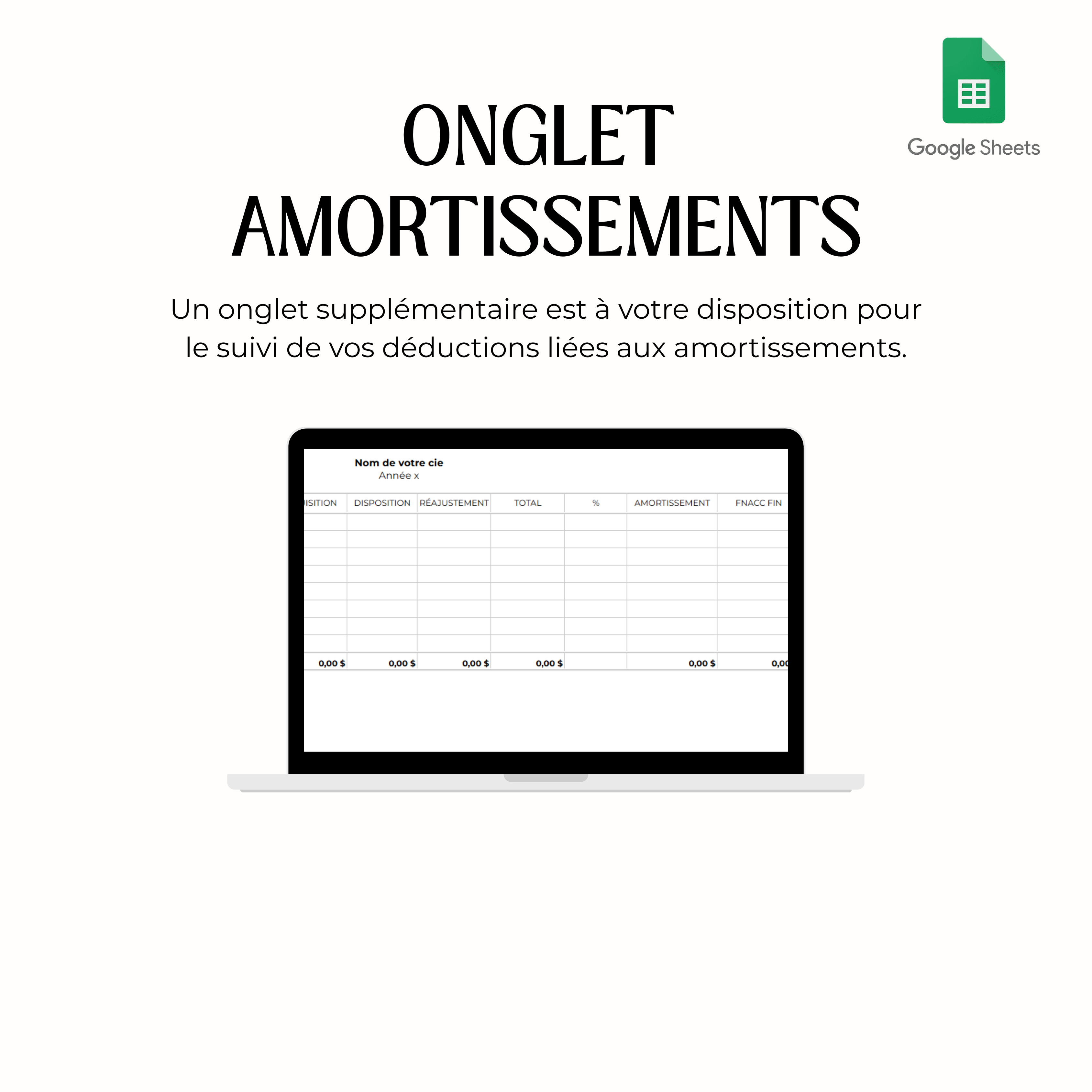 Google Sheets sans taxes – Comptabilité pour travailleurs autonomes (Services professionnels)