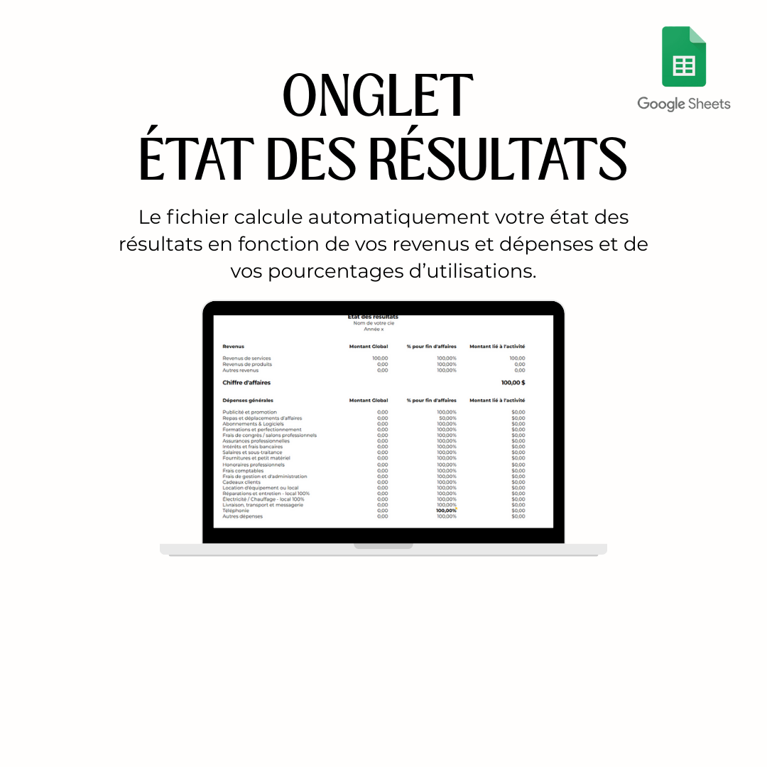 Google Sheets avec taxes – Comptabilité pour terres à bois et des activités forestières