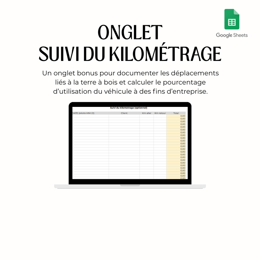 Google Sheets avec taxes – Comptabilité pour terres à bois et des activités forestières