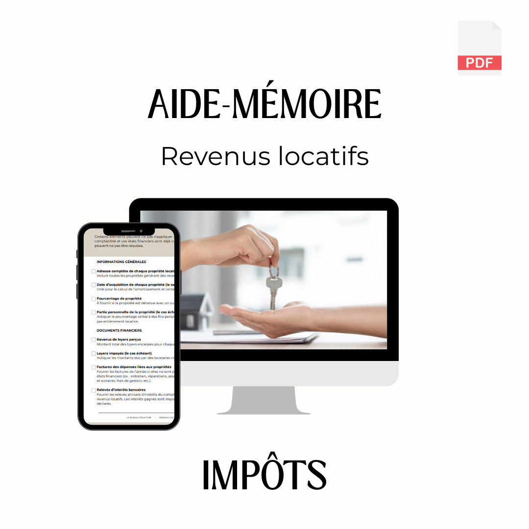 Aide mémoire pour les impôts - Revenus locatifs
