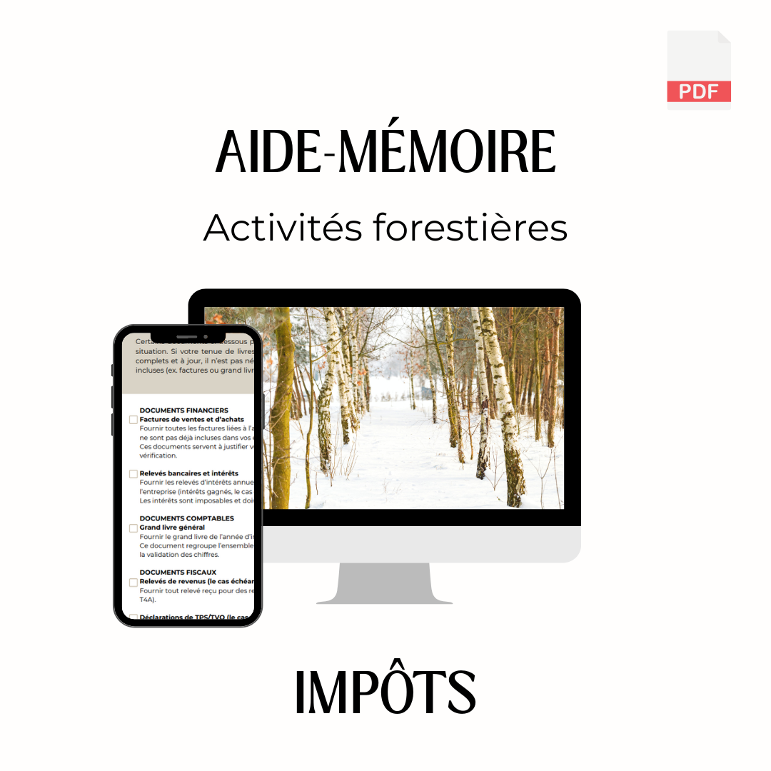 Aide mémoire pour les impôts - Terres forestières